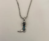 Turquoise Bow Boot Necklace (16-18”)
