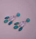 Turquoise and Gem Chandelier Earrings
