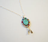 Kingman Turquoise and Gem Pendent