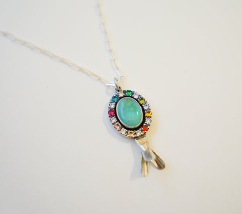 Kingman Turquoise and Gem Pendent