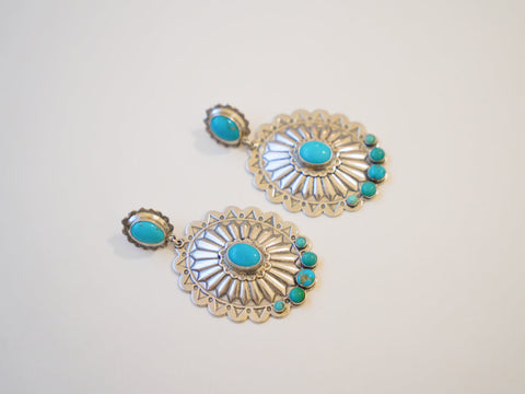 Kingman Turquoise Concho Earrings