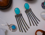 Kingman Turquoise and Crystal Earrings