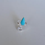 Crystal and Turquoise Ring (Size 6.5)