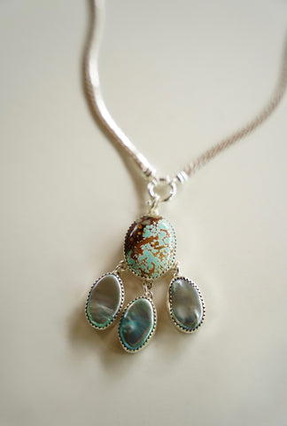 Royston Turquoise and Pearl Necklace (16”)