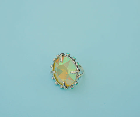 Crystal and Kingman Turquoise Ring (Size 7.5)