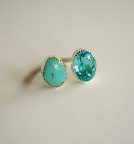 Turquoise and Crystal Ring (Size 8)