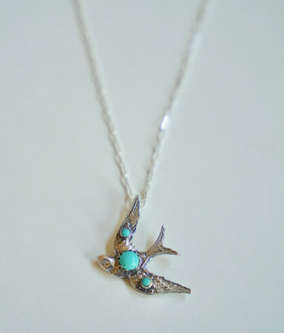 Turquoise & Sparrow Necklace (16”)