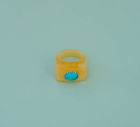 Kingman Turquoise Resin Ring (Size 8)