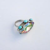 Crystal and Turquoise Ring (7.5)