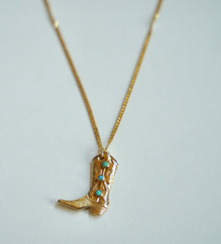Turquoise Boot Necklace (16”)