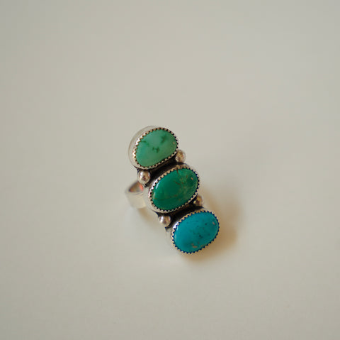 Heavy Trio Turquoise Ring (Size 8)