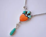 Turquoise and Spiny Heart Necklace (20”)