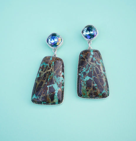 Crystal and Carico Lake Turquoise Earrings