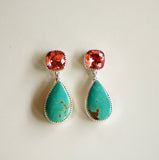 Kingman Turquoise and Crystal Earrings