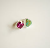 Turquoise and Crystal Ring (Size 7)