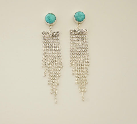 Turquoise and Rhinestone Earrings