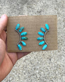 Sterling Silver and Kingman Turquoise Fan Earrings (made-to-order)