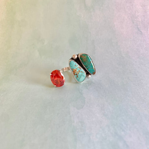 Royston Turquoise Fire Gem Ring (7.5)