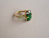 Gold Plated Gem, Turquoise and Pearl Ring (size 7)
