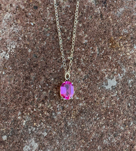 Pink Gemstone Necklace 18”