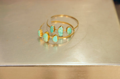 Turquoise 18k Gold Plated Hoops