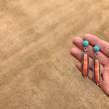 Spiny Oyster and Fox Turquoise Earrings