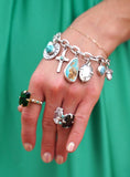 Turquoise and Gem Charm Bracelet