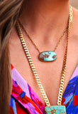 Royston Turquoise 18K Gold Plated Necklace (16”)