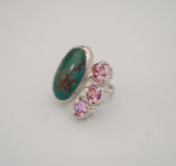 Adjustable Gem and Turquoise Ring (Size 6.5)