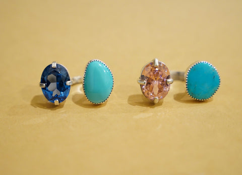 Adjustable Royston Turquoise and Gem Rings (7)