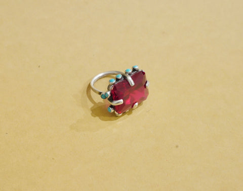 Vintage Style Gem and Turquoise Ring (Size 7)