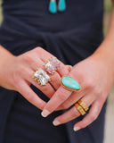 Double Turquoise and Gem 18K Gold Plated Ring (9)