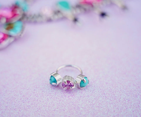 Turquoise and Crystal Ring (Size 8)