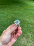 YEE HAW Royston Turquoise and Orange Gem Ring (size 11.5)