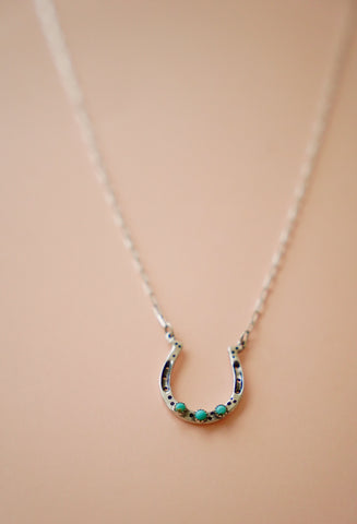 Turquoise Horseshoe Necklace (17”)