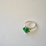 Green Gem and Turquoise Solitaire Ring (Size 8)