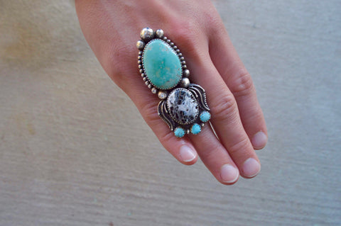 Royston Turquoise and White Buffalo Ring (size 7.5)