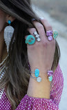 Royston Turquoise and Crystal Ring (Size 8)