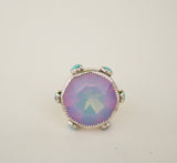 Crystal and Kingman Turquoise Ring (Size 7)
