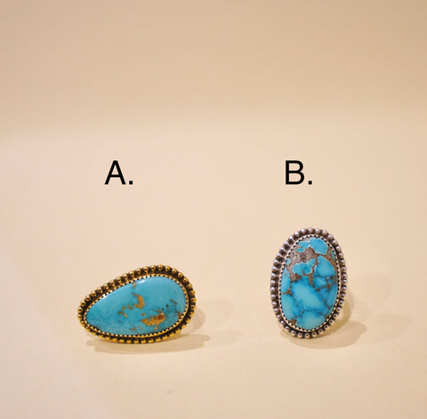 Royston Turquoise Rings (18K Gold Plated or Sterling Silver)