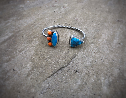 Kingman Turquoise and Spiny Oyster Cuff