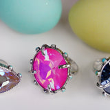 Crystal, Turquoise and Opal Ring (Size 9)
