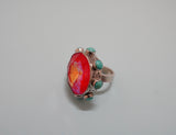 Crystal and Kingman Turquoise Ring (Size 6.5)