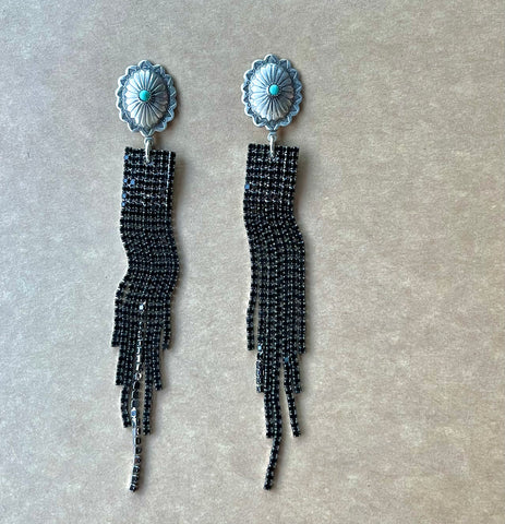 Turquoise and Rhinestone Earrings