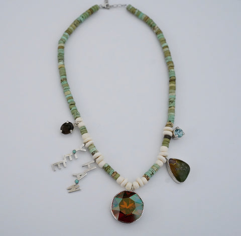 Beaded YEE HAW Crystal and Turquoise Necklace (17”)