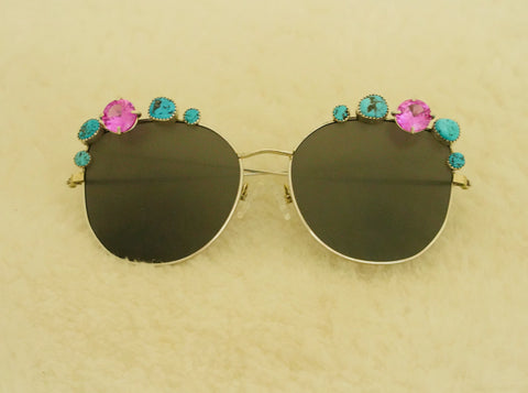 Turquoise and Rose Gem Polarized Sunglasses
