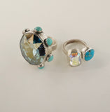 Crystal and Kingman Turquoise Ring (Size 8)