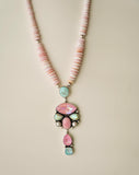 Crystal and Turquoise Conch Beaded Necklace