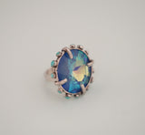 Iridescent Crystal and Turquoise Ring (Size 7.5)