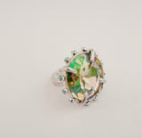 Crystal and Turquoise Ring (Size 8)
